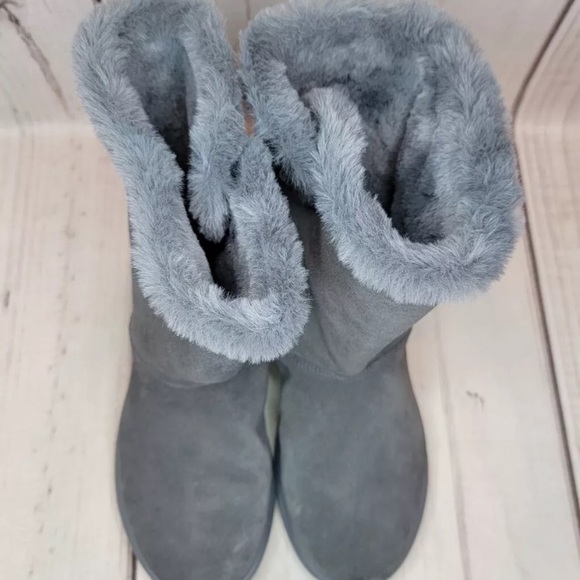 Skechers Gogomat Women's Size 10 Gray Suede Leather Winter Faux Fur Boots - Picture 6 of 11